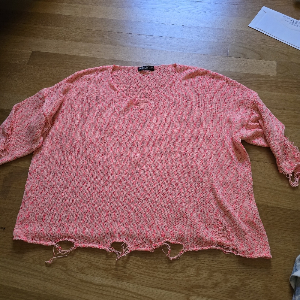 French Kyss Pink Knit Sweater Sz S